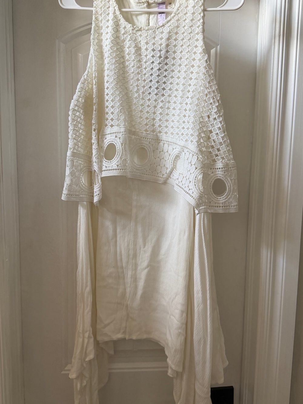 Cream Crochet Overlay Maxi Dress